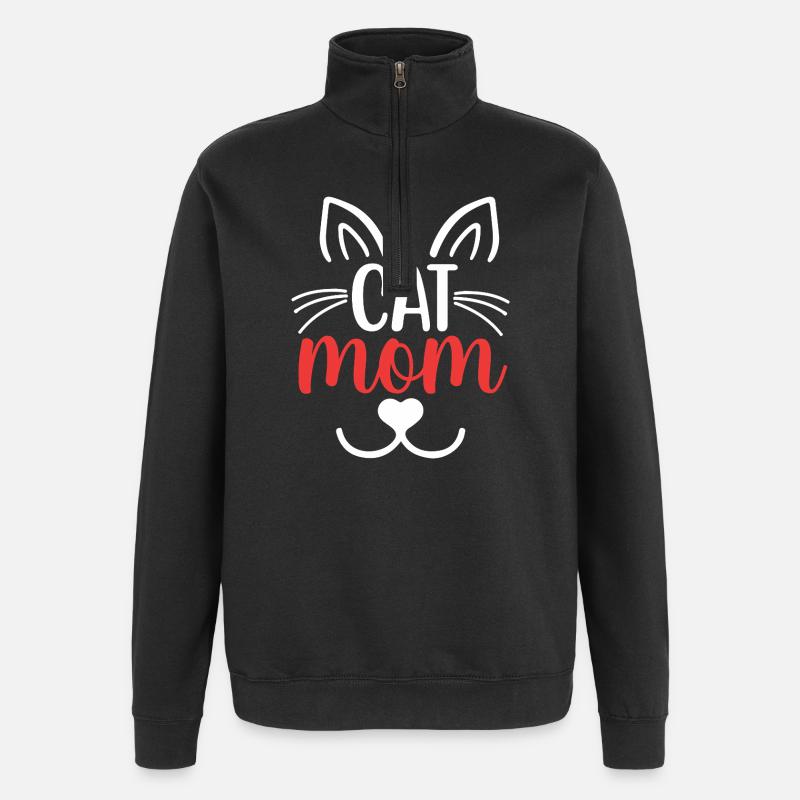 Katzen-Mama - Quarter-Zip-Sweatshirt - Schwarz