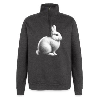 Süßes Weißes Kaninchen Porträt - Quarter-Zip-Sweatshirt - Anthrazit - Vorne - AI Model Female 172 light (172cm) & AI Model Male 178 dark (178cm)