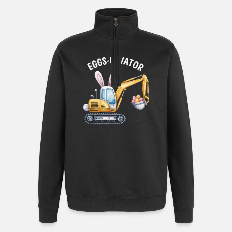 Eggs-cavator Oster-Bagger mit Hasenohren - Quarter-Zip-Sweatshirt - Schwarz