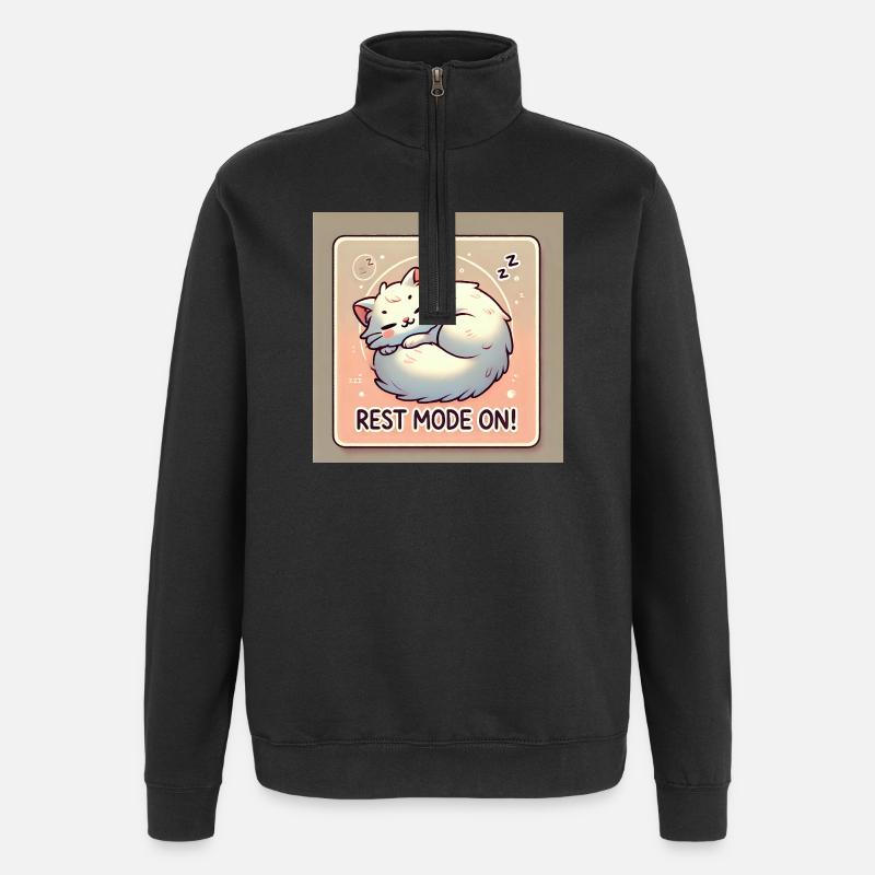 Rest Mode – Sleeping Cat - Quarter-Zip Sweatshirt - black