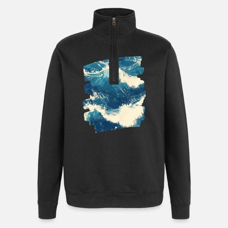 Les vagues et la mer - Sweat à zip 1/4 - noir
