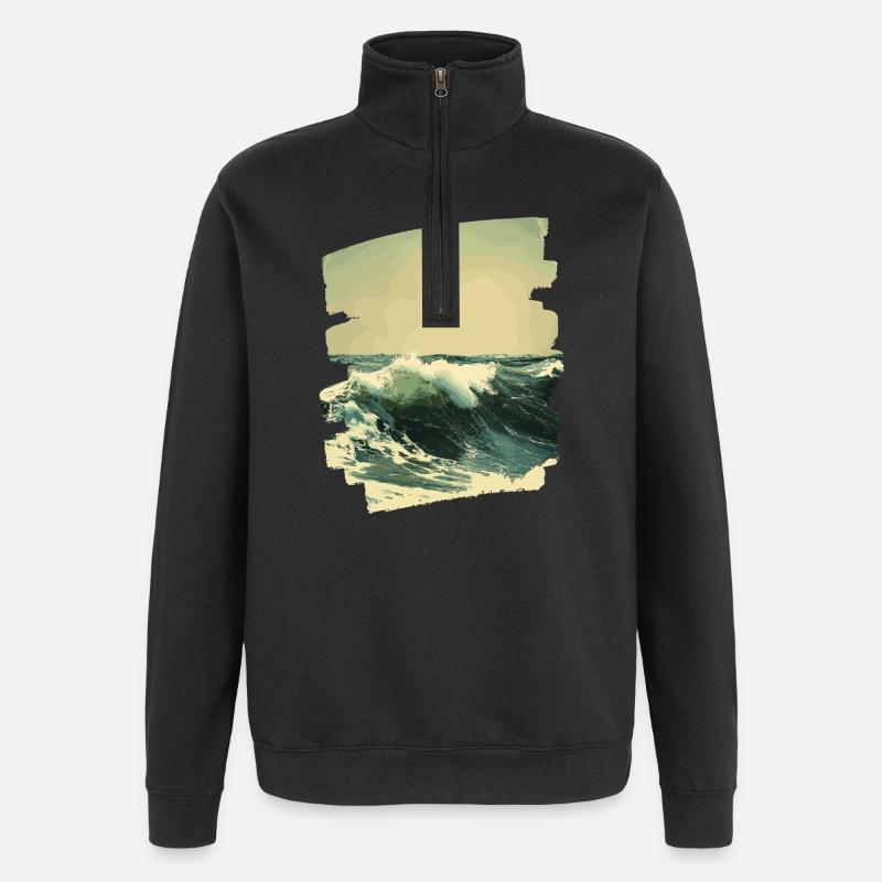 Les vagues et la mer - Sweat à zip 1/4 - noir