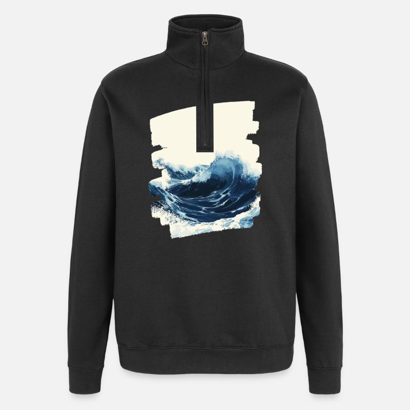 Les vagues et la mer - Sweat à zip 1/4 - noir