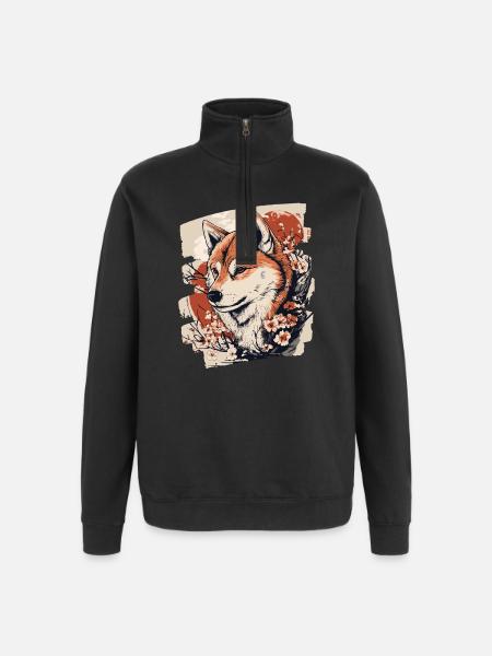 Shiba Inu - Sweat à zip 1/4 - noir