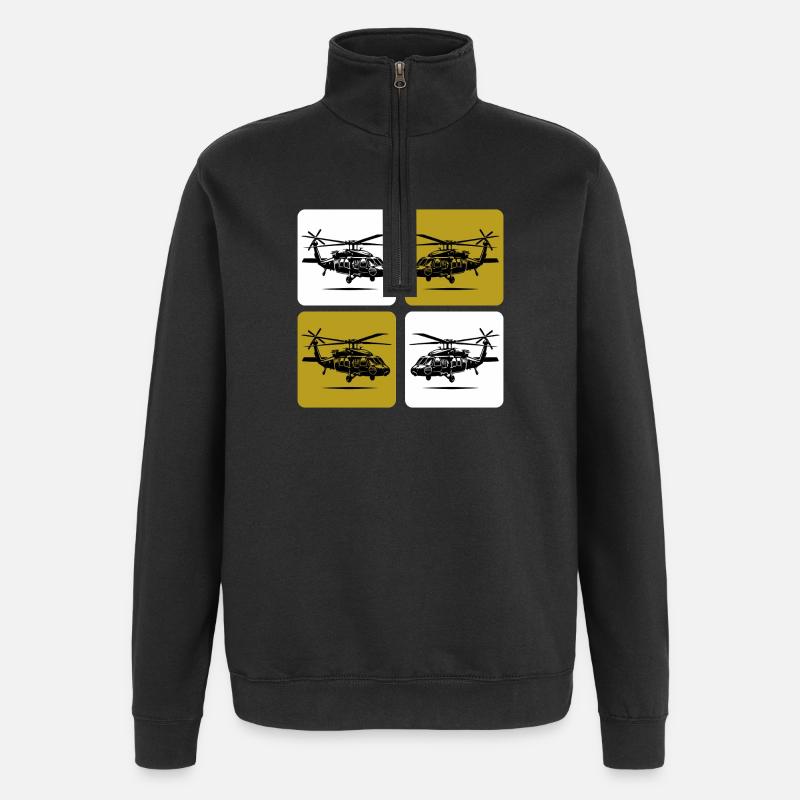 Army Hubschrauber – Militär - Quarter-Zip-Sweatshirt - Schwarz