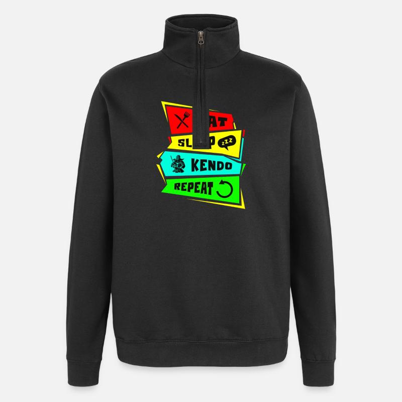 Manger Dormir Kendo Répéter - Sweat à zip 1/4 - noir