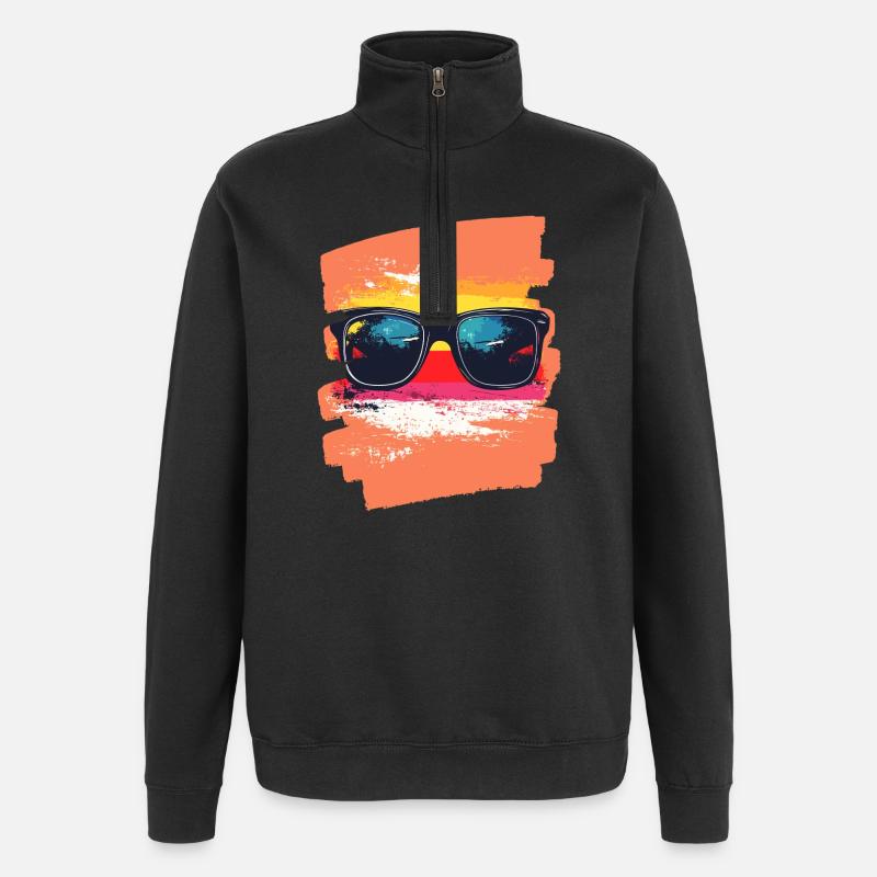 Lunettes de soleil - Sweat à zip 1/4 - noir