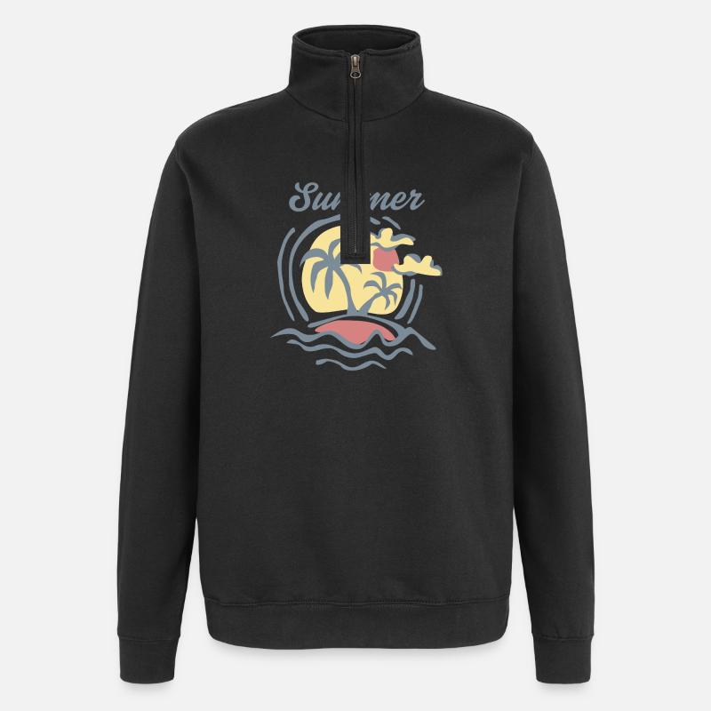 Paysage tropical d’été coucher de soleil - Sweat à zip 1/4 - noir