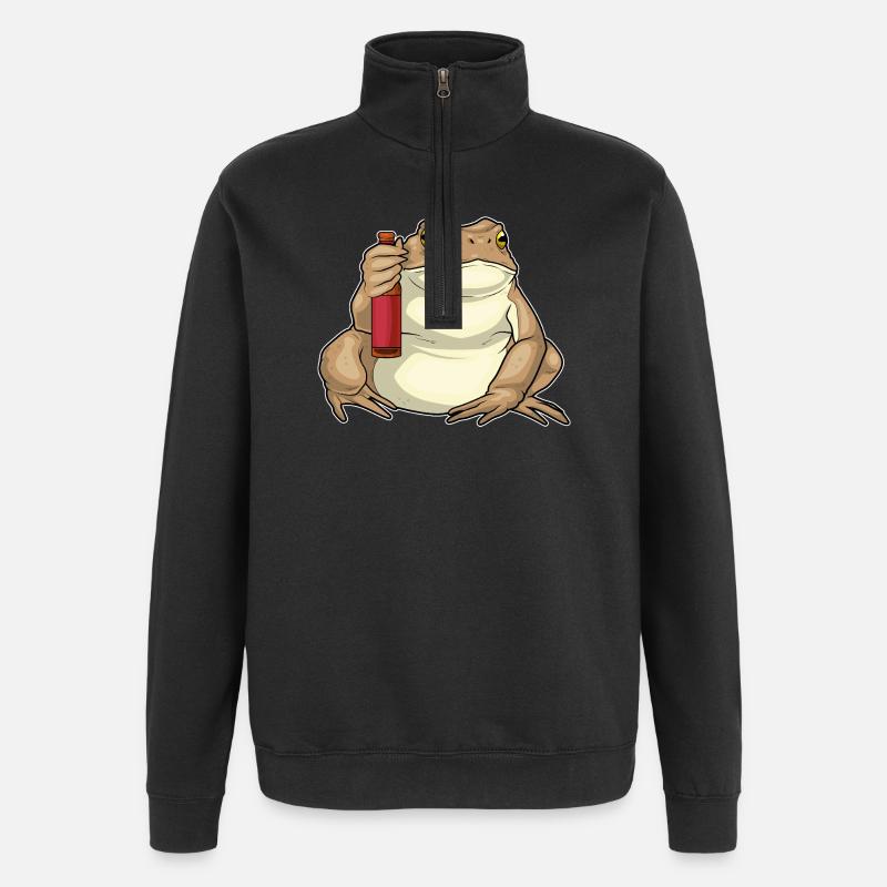 Frosch Flasche Bier - Quarter-Zip-Sweatshirt - Schwarz