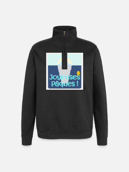 POULES POULETS - Joyeuses Pâques - Sweat à zip 1/4 - noir