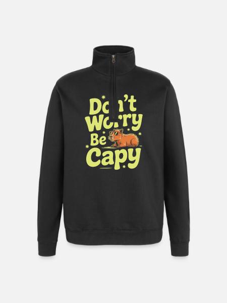 Capibara Maak je geen zorgen Wees Capy Capibara knaagdier - Sweatshirt met 1/4-rits - zwart