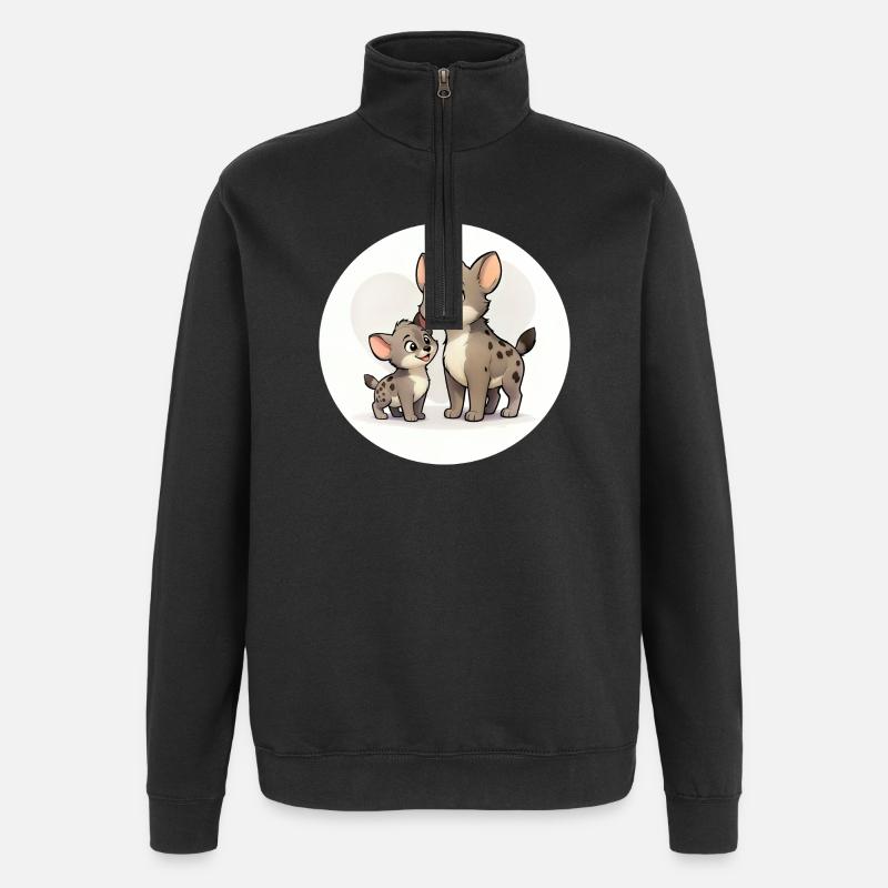 Hyänen Familie - Quarter-Zip-Sweatshirt - Schwarz