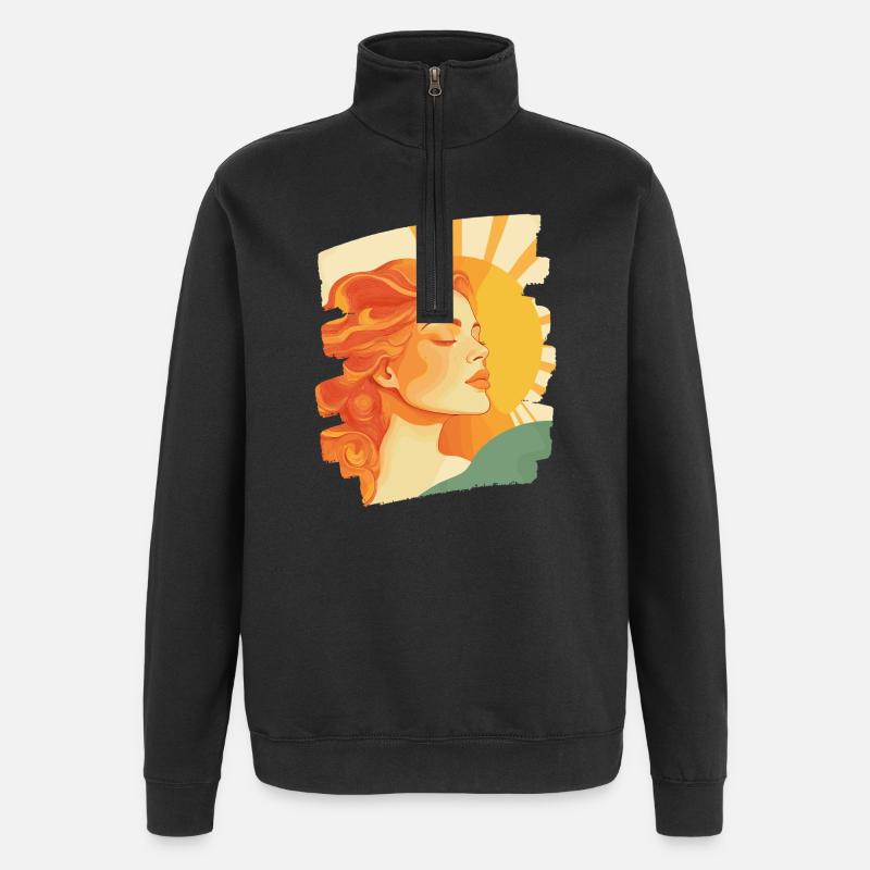 Soleil d’été Rétro - Sweat à zip 1/4 - noir