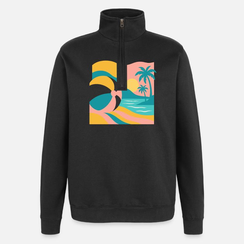 Le bonheur du beach-ball - Sweat à zip 1/4 - noir