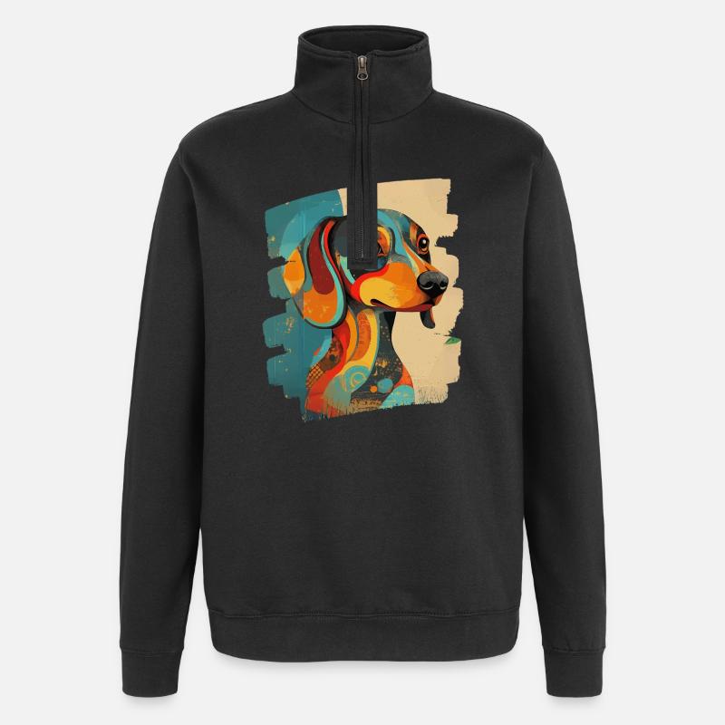 Teckel - Sweat à zip 1/4 - noir