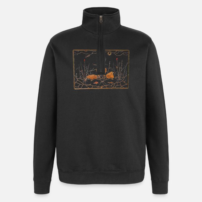 Schwan Familie in Feuchtgebiet - Quarter-Zip-Sweatshirt - Schwarz