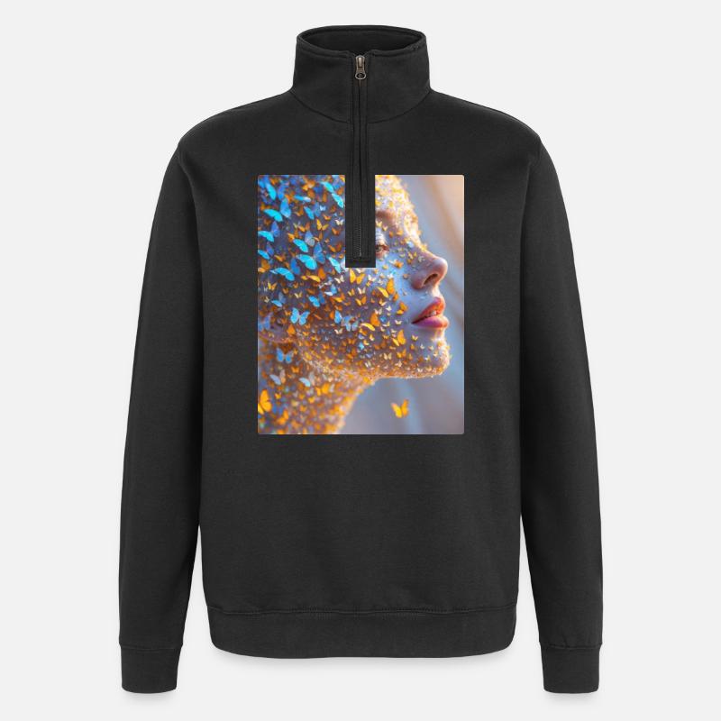Art du visage de papillon - Sweat à zip 1/4 - noir