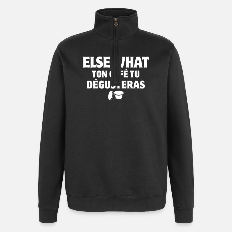Kaffee, Kaffeebohne, Kaffeepause - Quarter-Zip-Sweatshirt - Schwarz
