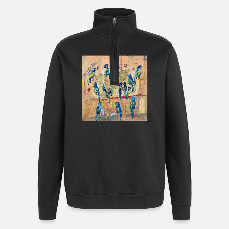 Perroquets - Sweat à zip 1/4 - noir