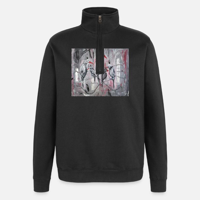 Abstrakte Stare Vogelgruppe Kunstdruck - Quarter-Zip-Sweatshirt - Schwarz