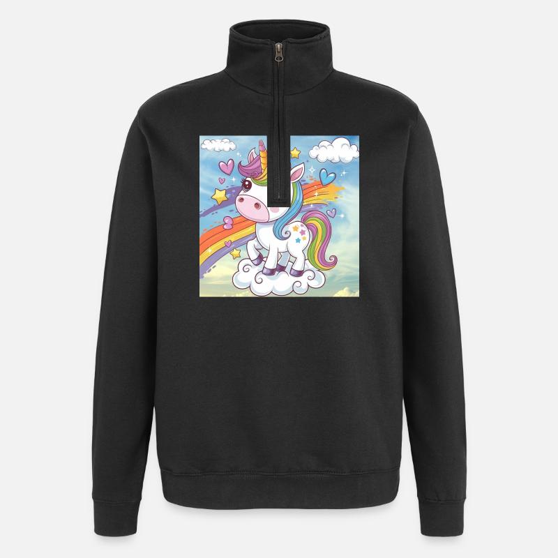 Rainbow Unicorn - Quarter-Zip Sweatshirt - black