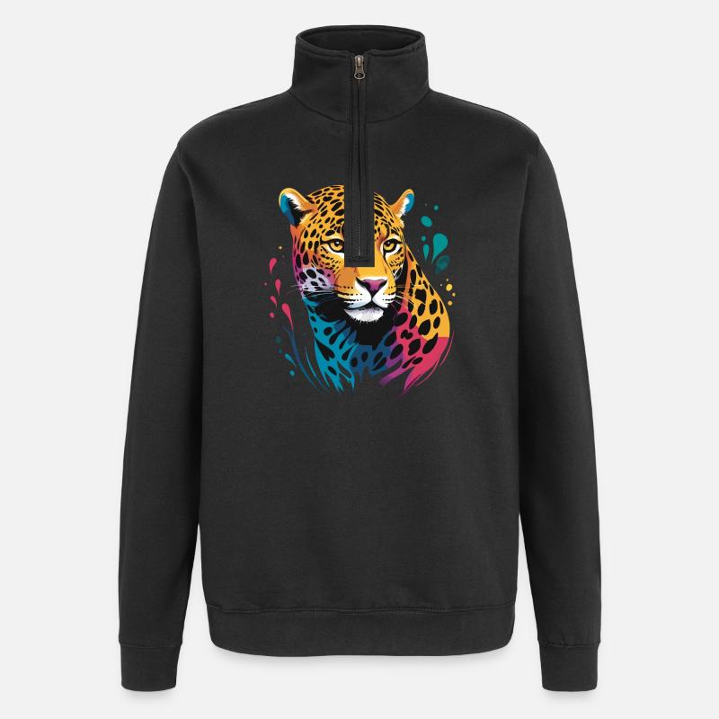 Jaguar Head RENDU - Sweat à zip 1/4 - noir