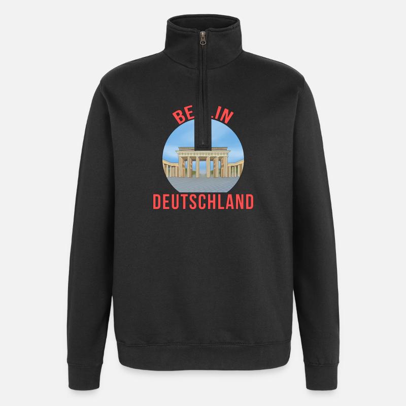 Deutsche Stadt Berlin - Quarter-Zip-Sweatshirt - Schwarz