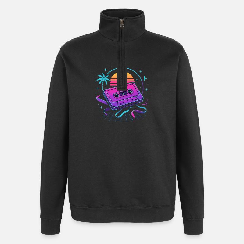 Vibrations rétro des mixtapes - Sweat à zip 1/4 - noir
