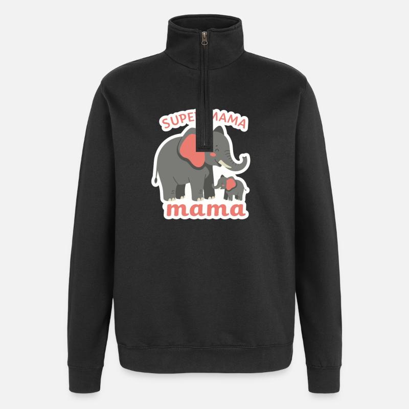 Super Maman Éléphant - Sweat à zip 1/4 - noir