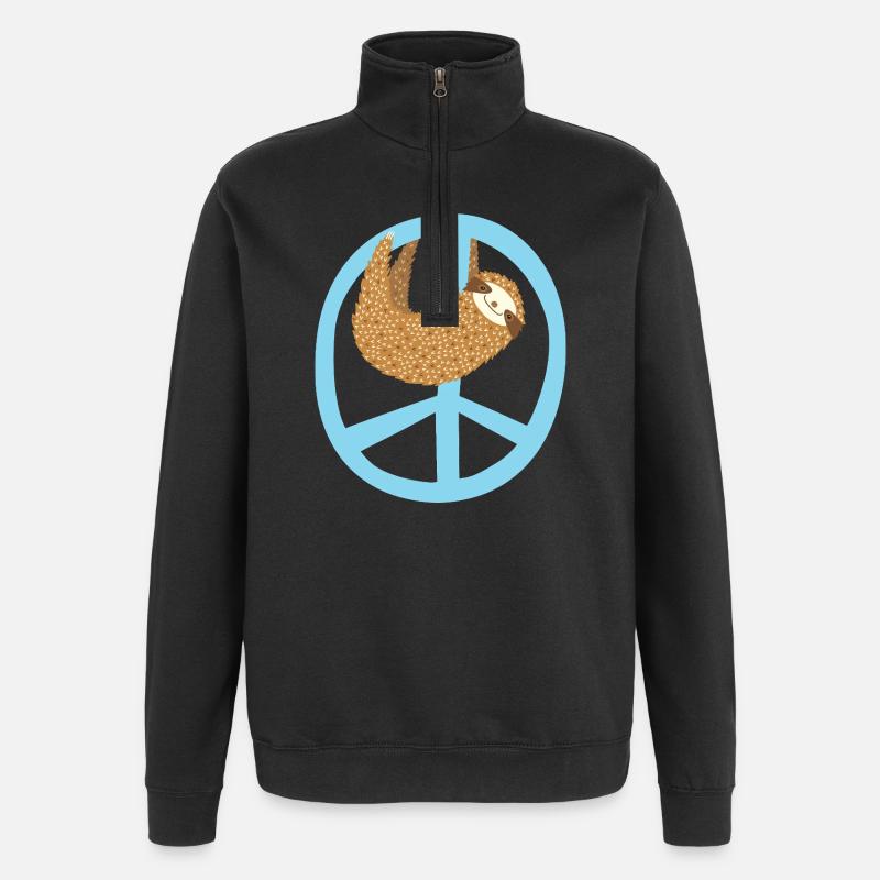 Faultier Peacezeichen - Quarter-Zip-Sweatshirt - Schwarz