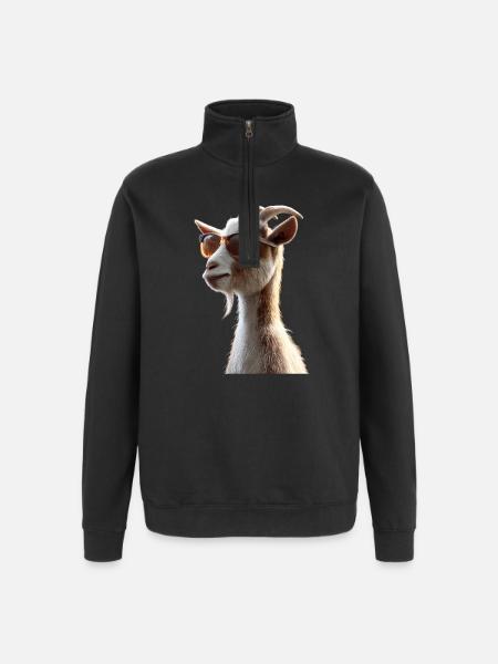 Geit Binnenlandse Geit Steenbok Geit Geit Schattige Geiten - Sweatshirt met 1/4-rits - zwart