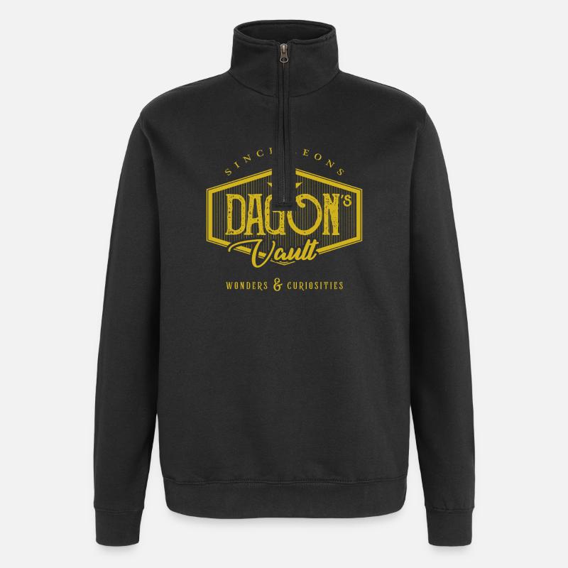 DAGON LOGO JAUNE - Sweat à zip 1/4 - noir