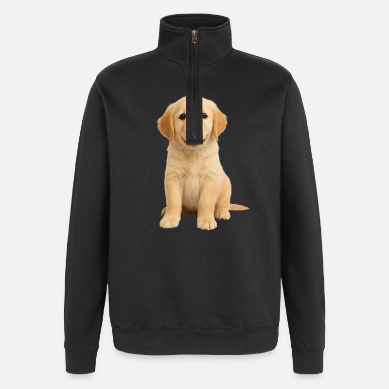Chiot Golden Retriever - Sweat à zip 1/4 - noir