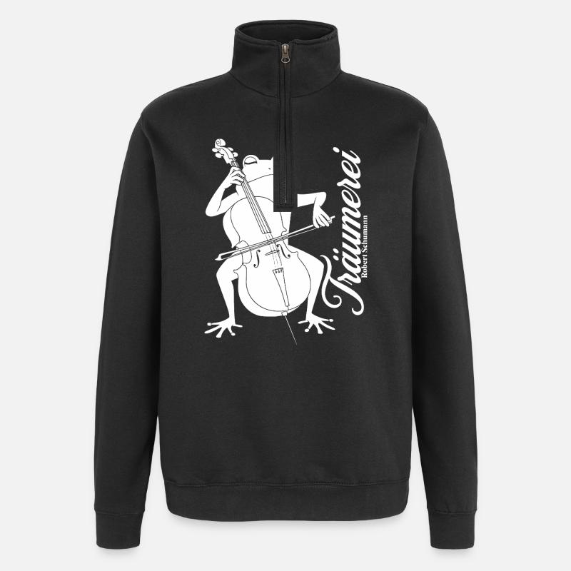 Frog plays cello reverie - Quarter-Zip Sweatshirt - black