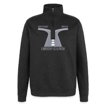 Empathy is a Path - Quarter-Zip Sweatshirt - black - Front - AI Model Female 172 light (172cm) & AI Model Male 178 dark (178cm)