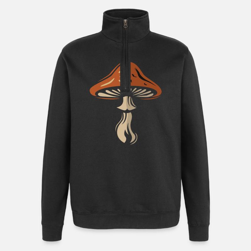 Toadstool Symbol - Nature and Mushrooms - Quarter-Zip Sweatshirt - black