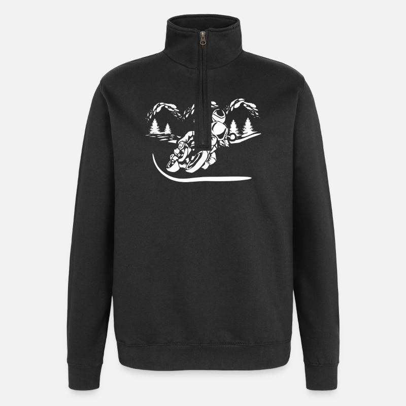 Silhouette de Moto Forêt - Sweat à zip 1/4 - noir