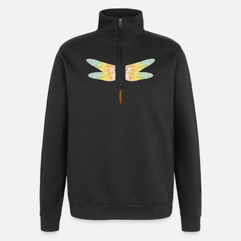 Iridescent Dragonfly – Filigree Insect Motif - Quarter-Zip Sweatshirt - black