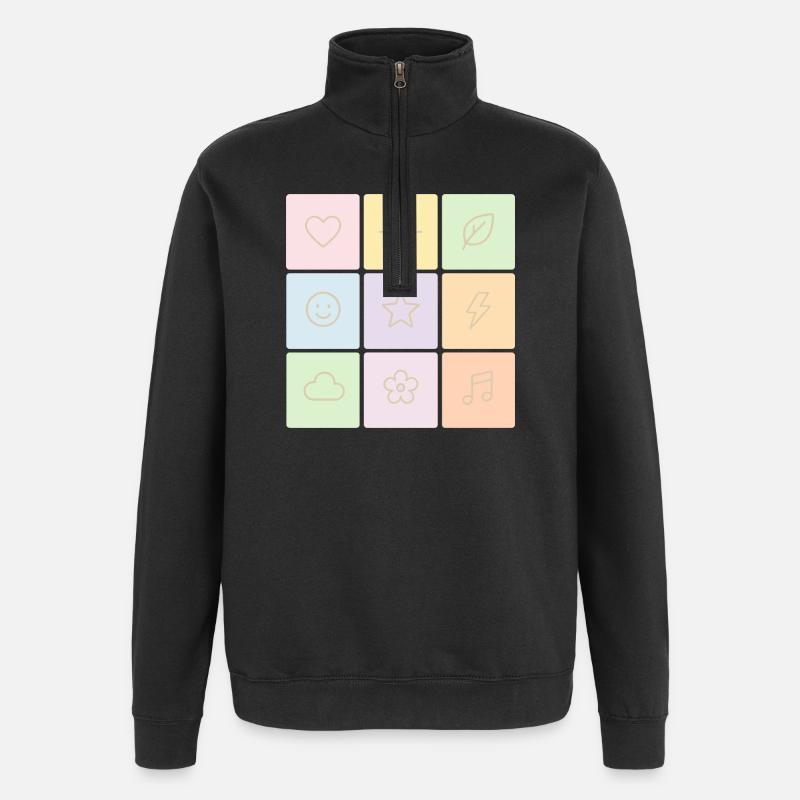 Pastel Bento Vibes - Quarter-Zip Sweatshirt - black