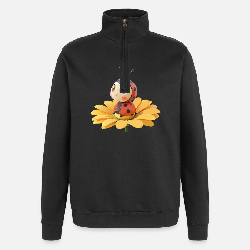 Cute ladybug on a flower - Quarter-Zip Sweatshirt - black