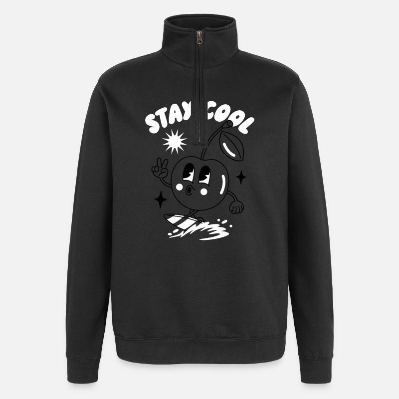 Bleib cool Sticker-Design - Quarter-Zip-Sweatshirt - Schwarz