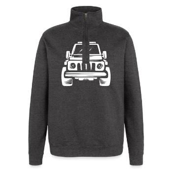4x4 Offroad Auto - Gelände und Dirt Symbol - Quarter-Zip-Sweatshirt - Anthrazit - Vorne - AI Model Female 172 light (172cm) & AI Model Male 178 dark (178cm)