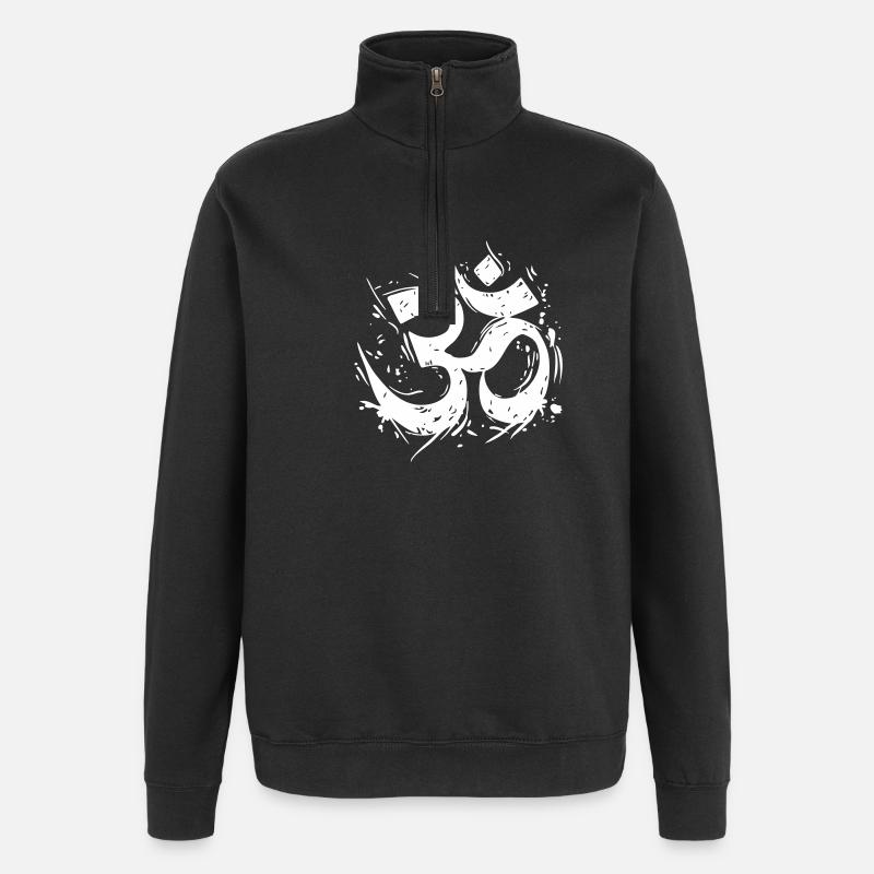 Om-Symbol im dynamischen Grunge-Design - Quarter-Zip-Sweatshirt - Schwarz