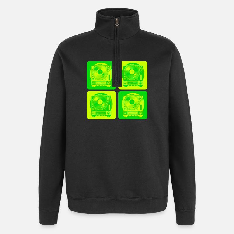 Style de platine vinyle - Sweat à zip 1/4 - noir