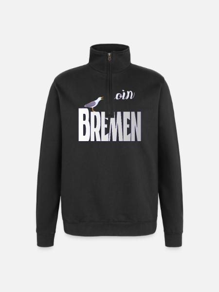 Bremen Möwe & Moin Design - Quarter-Zip-Sweatshirt - Schwarz
