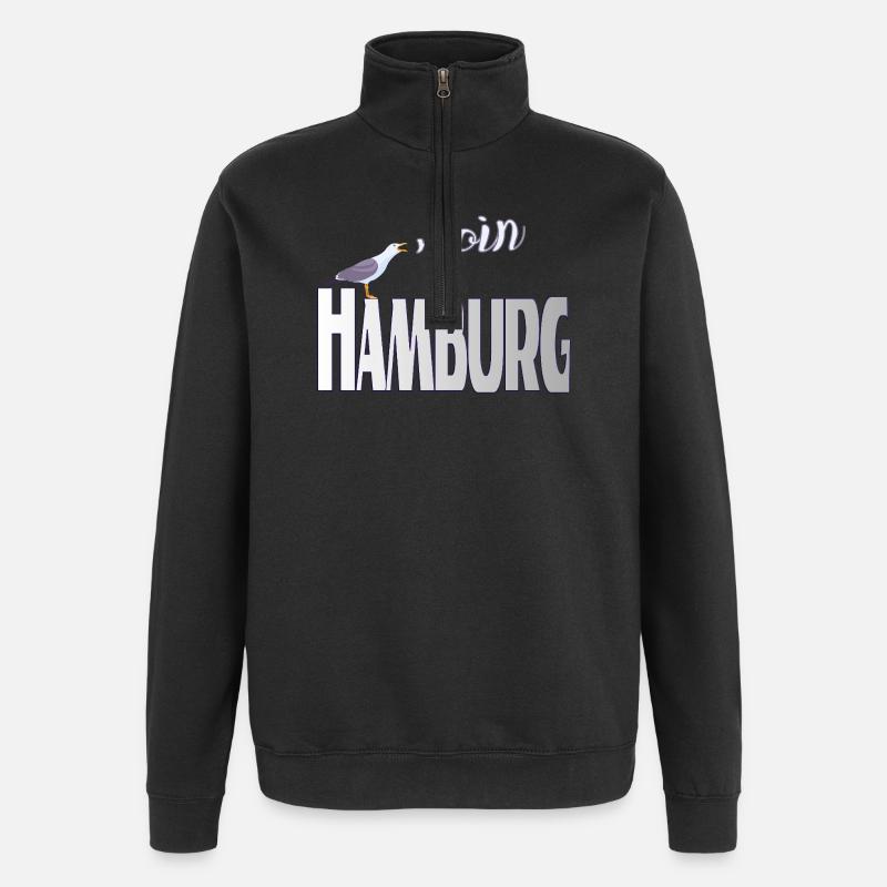 Hamburg Möwe & Moin Design - Quarter-Zip-Sweatshirt - Schwarz