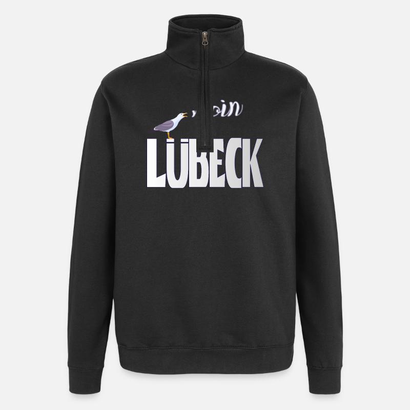 Lübeck Möwe & Moin Design - Quarter-Zip-Sweatshirt - Schwarz