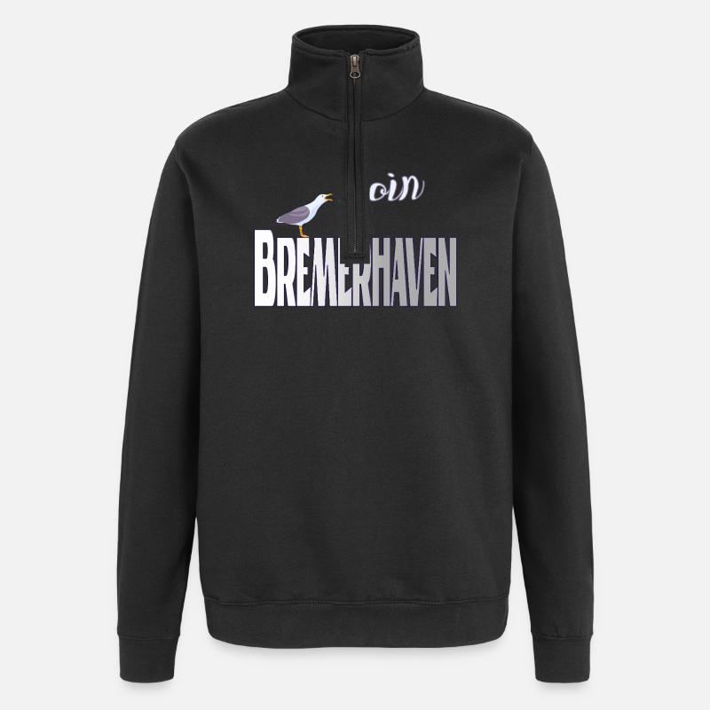 Bremerhaven Möwe & Moin Design - Quarter-Zip-Sweatshirt - Schwarz
