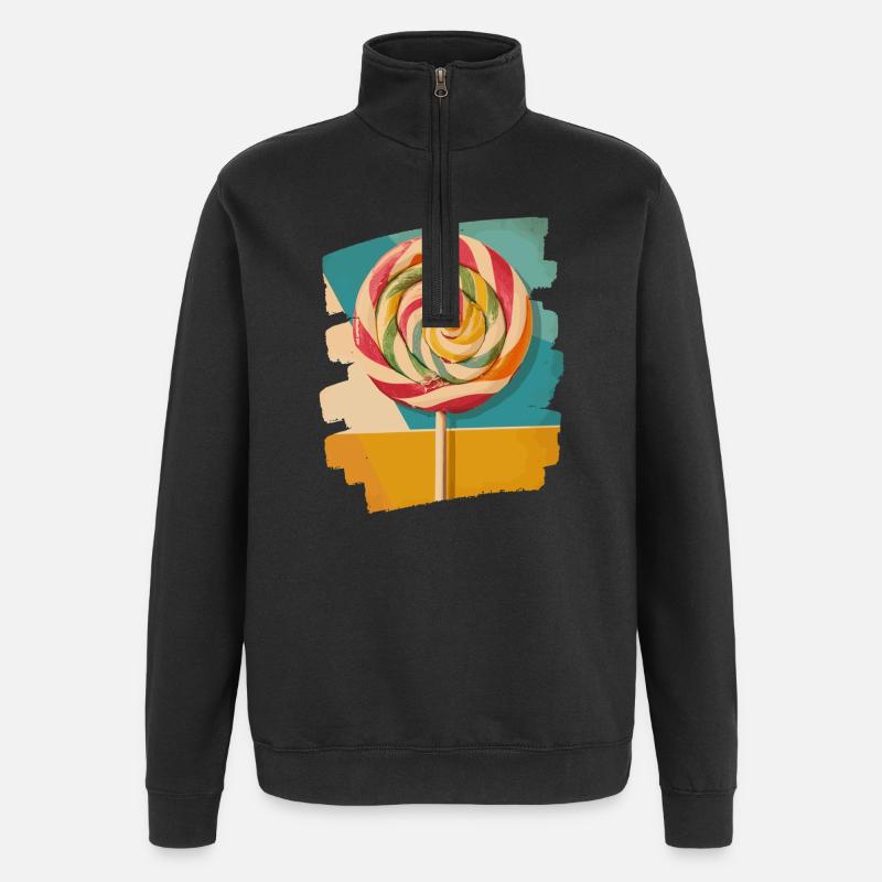 Lollipop Lutscher Bonbon Süssigkeit - Quarter-Zip-Sweatshirt - Schwarz