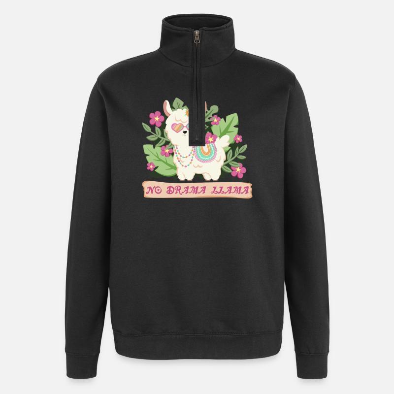 Summer Lama - No Drama Lama - Quarter-Zip Sweatshirt - black